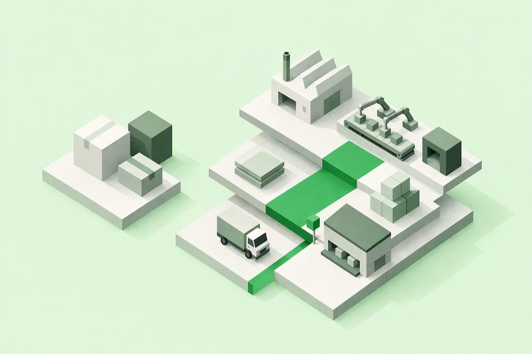 Isometric illustration of MRP and ERP