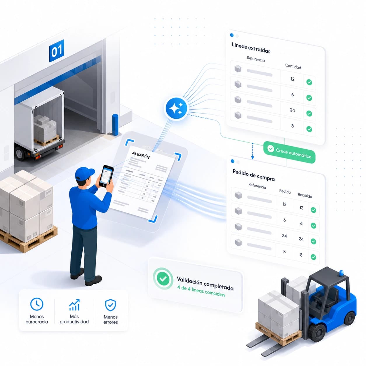 Automatic delivery note capture matched with a purchase order